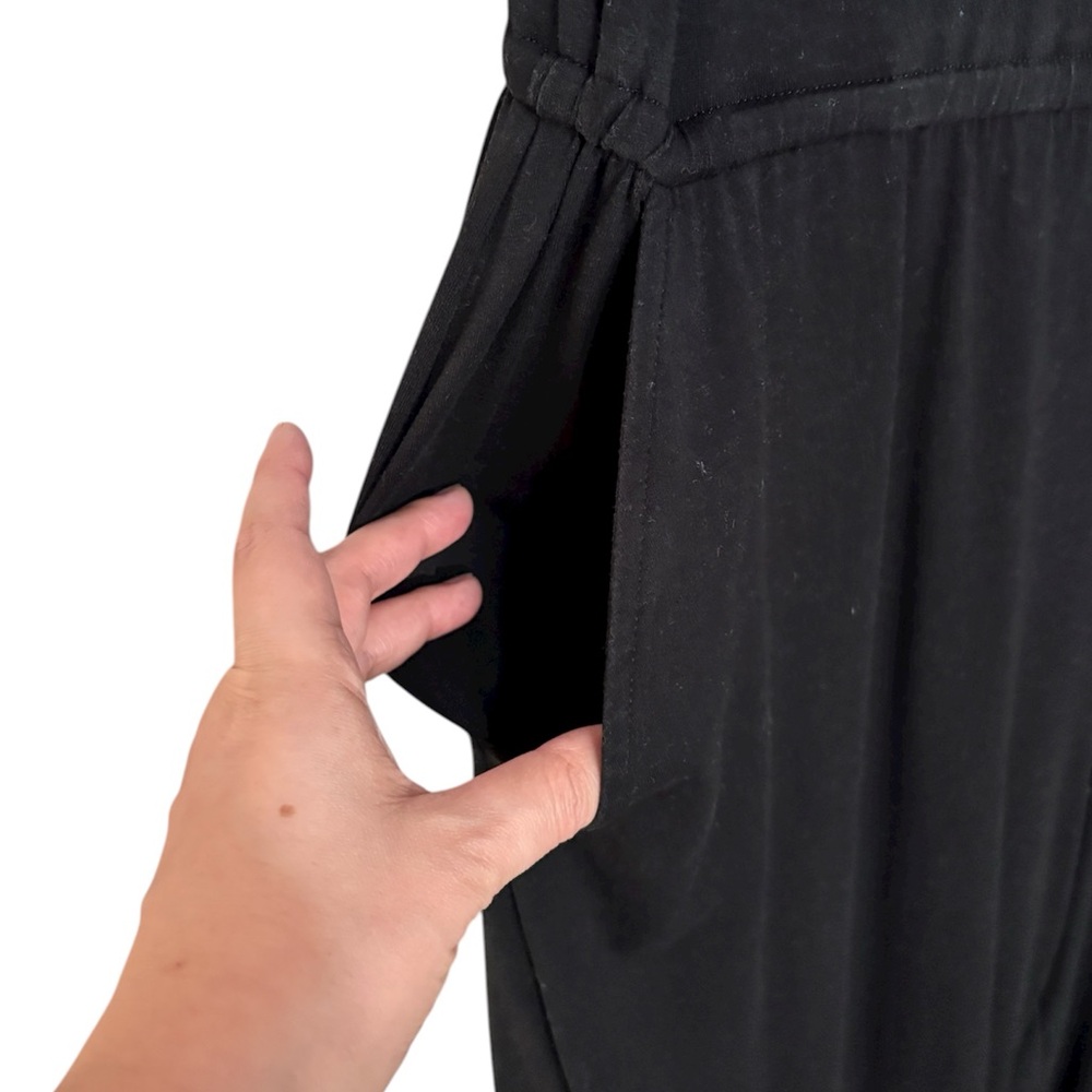 Eileen Fisher Black Cotton Sleeveless Jumpsuit Elastic Waistband Womens Medium - Picture 7 of 12